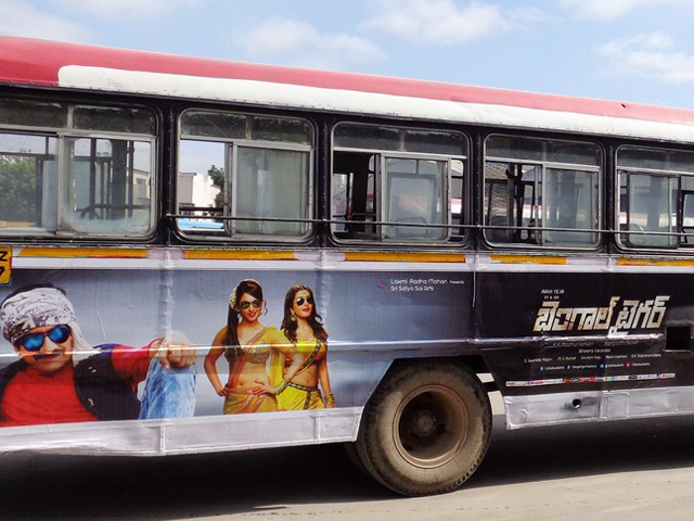 Bengal Tiger Bus posters all over 2 states